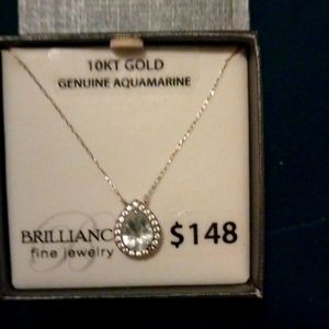 New 10k genuine aquamarine necklace